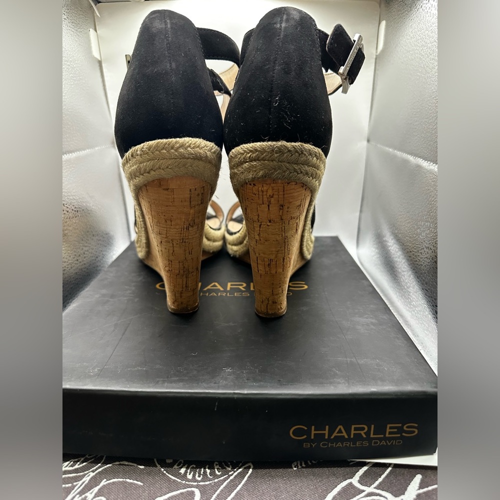 Charles By Charles David Black Strappy Wedges - Picture 6 of 10